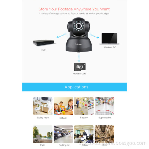 Sricam Top Sell HD720P Onvif 128GB plug and play infrared surveillance P2P PTZ Indoor IP Camera